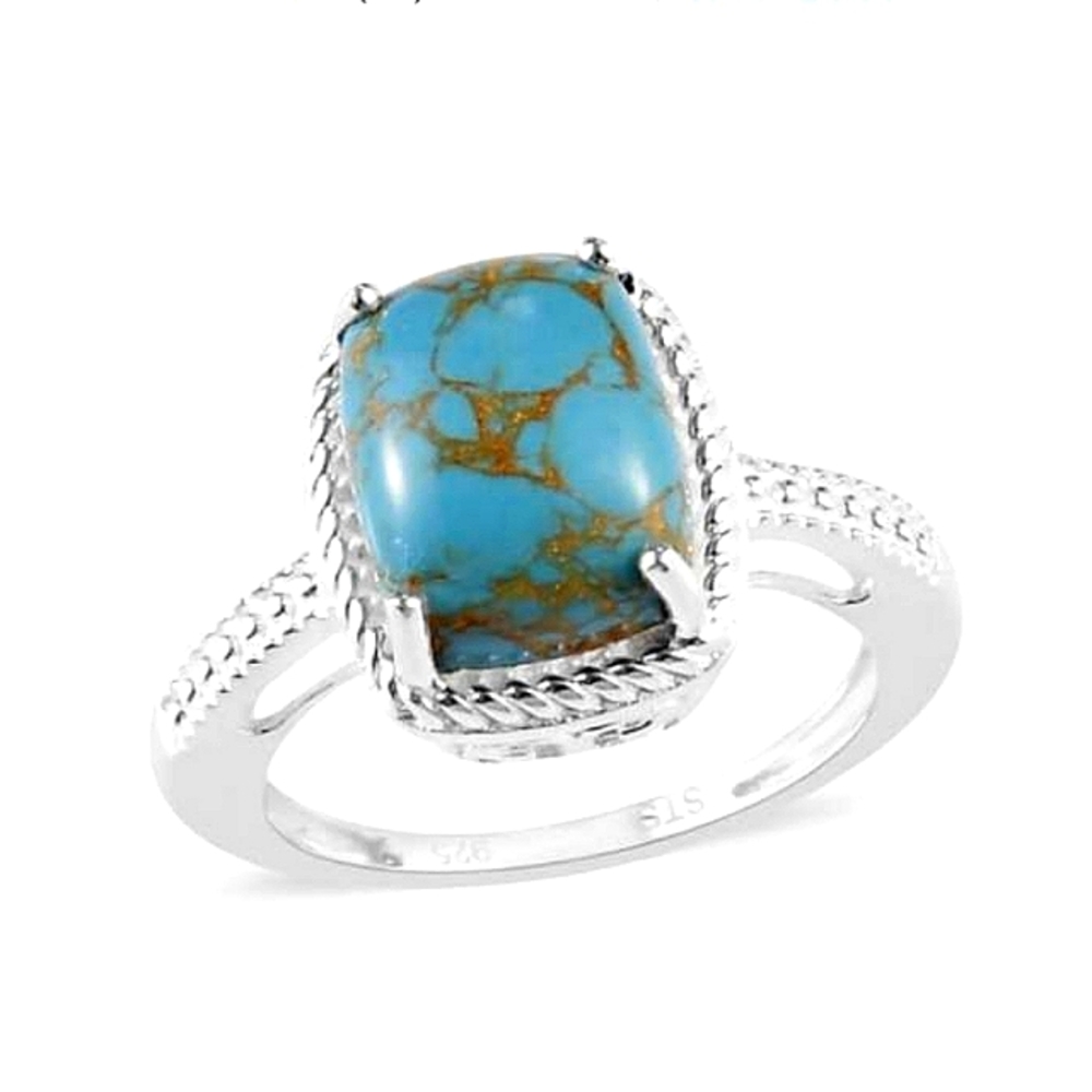 S925 Mojave Blue Turquoise Western Solitaire Ring - Picture 1 of 5